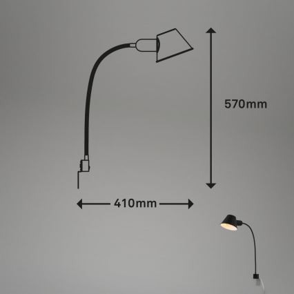 Briloner 2079-015 - Настінна гнучка лампа 1xE27/10W/230V чорний