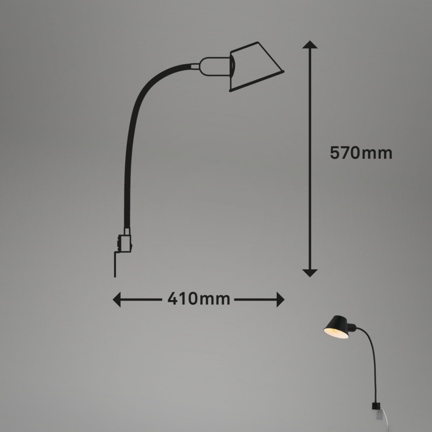 Briloner 2079-015 - Настінна гнучка лампа 1xE27/10W/230V чорний