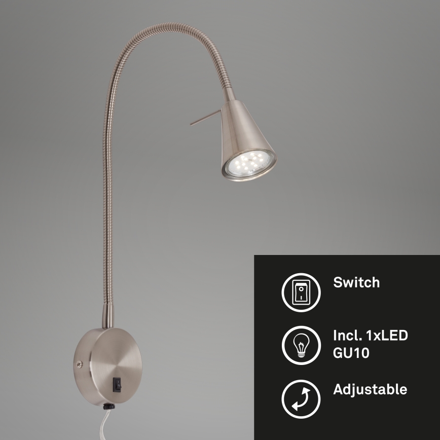 Briloner 2082-012 - Світлодіодна настінна лампа COMFORT LIGHT 1xGU10/5W/230V матовий хром