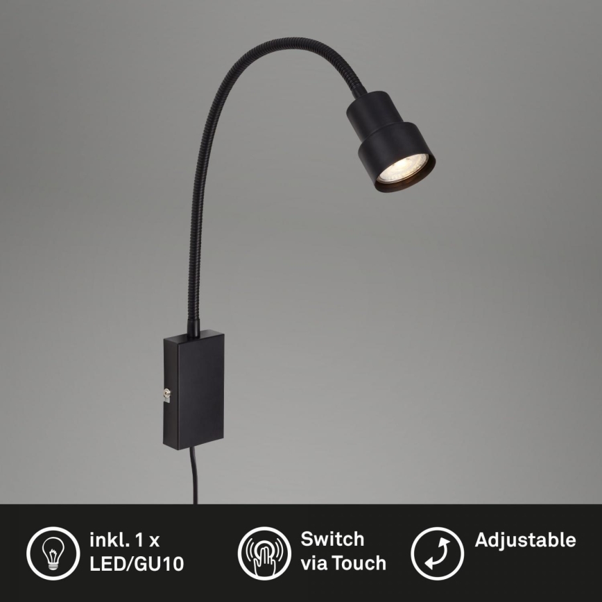 Briloner 2085-015 - Сенсорна настінна LED лампа TUSI 1xGU10/5W/230V чорний