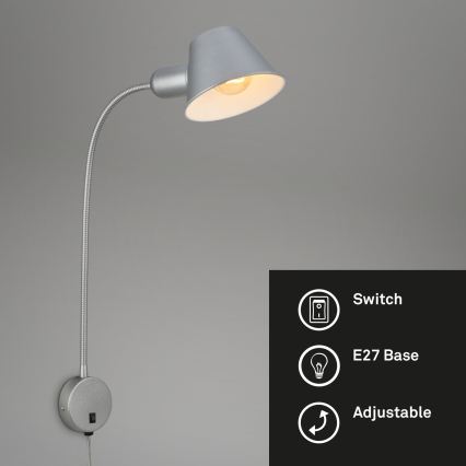 Briloner 2089-014 - Гибкий настенный светильник BRELLO 1xE27/10W/230V матовый хром