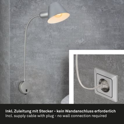 Briloner 2089-014 - Настінний світильник 1xE27/10W/230V матовий хром