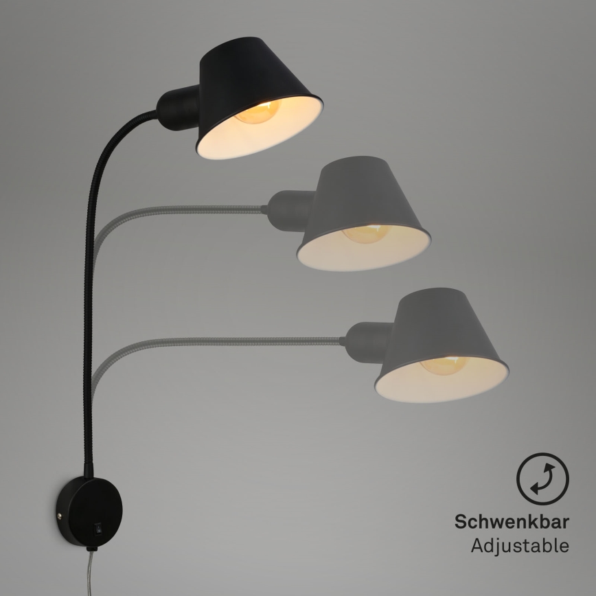 Briloner 2089-015 - Гибкий настенный светильник BRELLO 1xE27/10W/230V черный