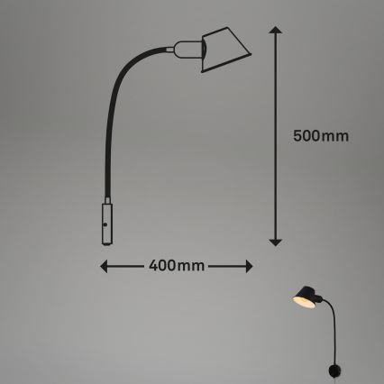 Briloner 2089-015 - Гибкий настенный светильник BRELLO 1xE27/10W/230V черный