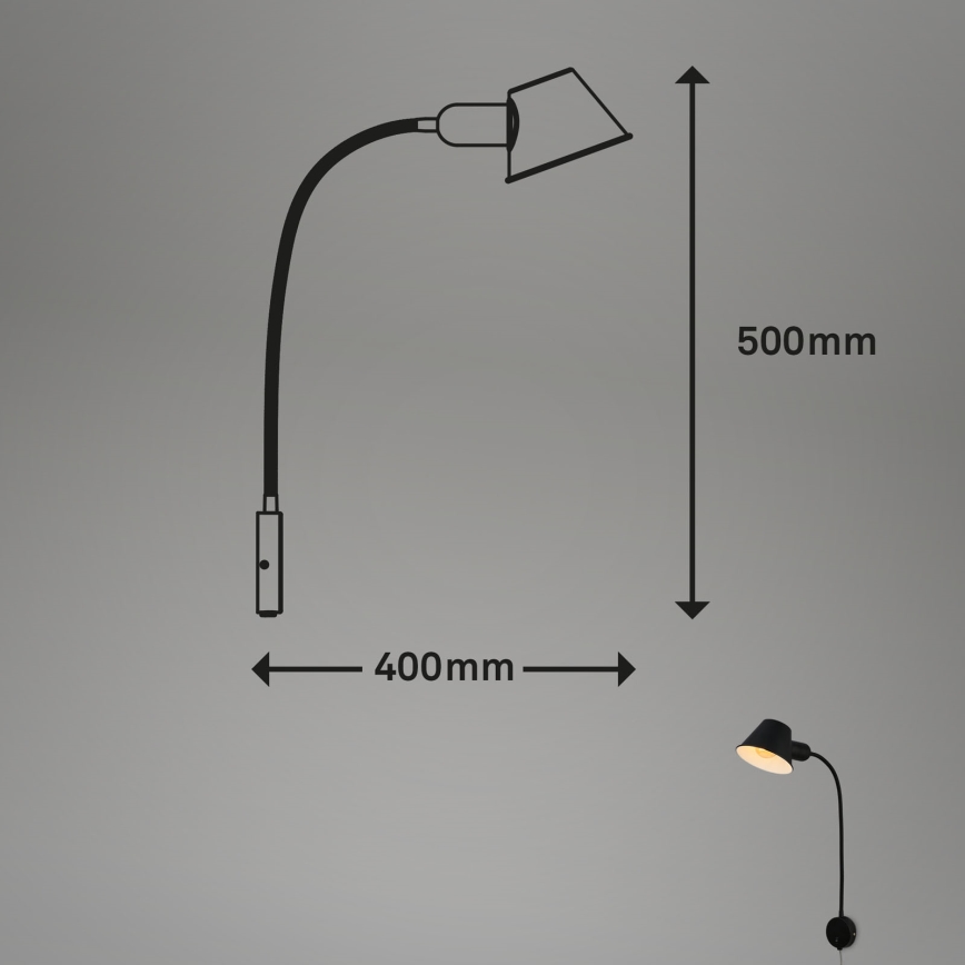 Briloner 2089-015 - Гибкий настенный светильник BRELLO 1xE27/10W/230V черный