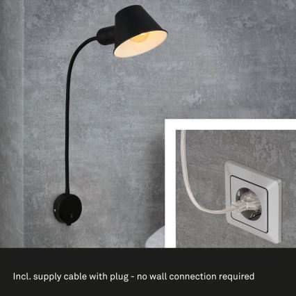 Briloner 2089-015 - Гнучка настінна лампа BRELLO 1xE27/10W/230V чорна