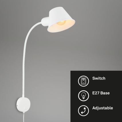 Briloner 2089-016 - Регульований настінний світильник BRELLO 1xE27/10W/230V білий