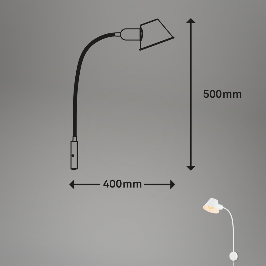 Briloner 2089-016 - Регульований настінний світильник BRELLO 1xE27/10W/230V білий
