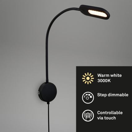 Briloner 2177015 - LED Гнучка настільна лампа з регулюванням яскравості LED/6W/230V чорний
