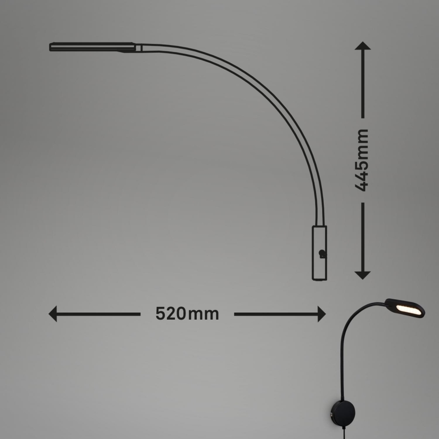 Briloner 2177015 - Светодиодная гибкая настенная лампа с регулированием яркости LED/6W/230V черный