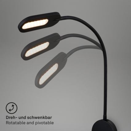 Briloner 2177015 - Светодиодная гибкая настенная лампа с регулированием яркости LED/6W/230V черный