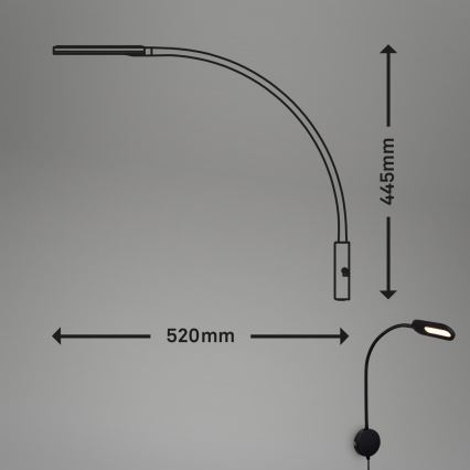 Briloner 2177015 - Светодиодная гибкая настенная лампа с регулированием яркости LED/6W/230V черный