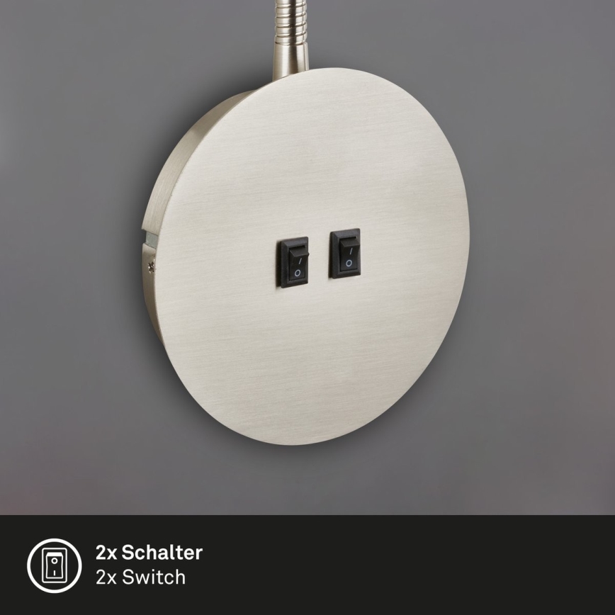 Briloner 2178012 - LED Настінна гнучка лампа 1xE14/10W/230V + LED/3W матовий хром