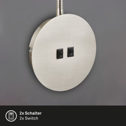 Briloner 2178012 - LED Настінна гнучка лампа 1xE14/10W/230V + LED/3W матовий хром