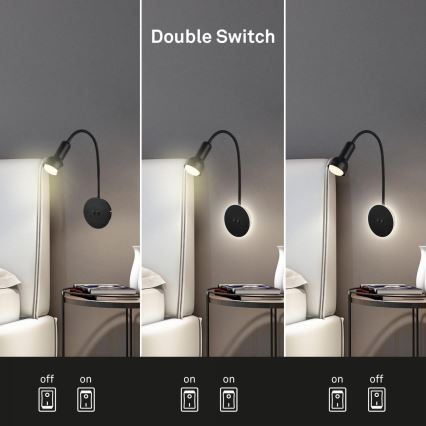 Briloner 2178015 - LED Настінна гнучка лампа 1xE14/10W/230V + LED/3W чорний