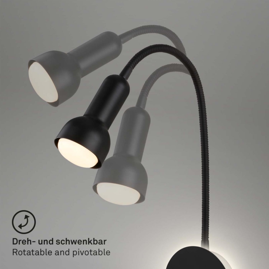Briloner 2178015 - Светодиодная настенная гибкая лампа 1xE14/10W/230V + LED/3W черный