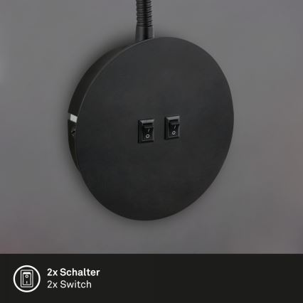 Briloner 2178015 - Светодиодная настенная гибкая лампа 1xE14/10W/230V + LED/3W черный