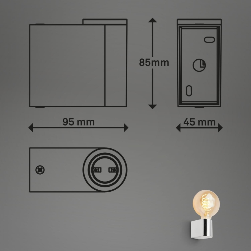 Briloner 2182-018 - Настінний світильник для ванної кімнати DONGA 1xE27/10W/230V IP44 глянцевий хром