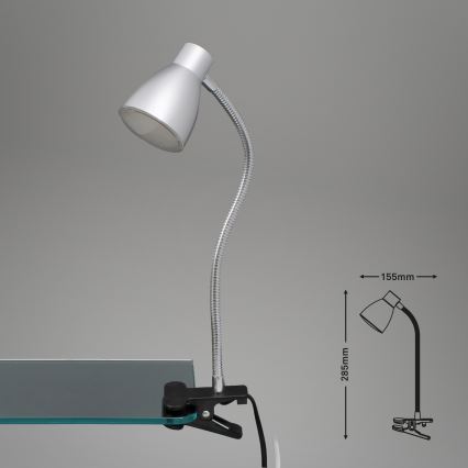 Briloner 2615-014P - Світлодіодна лампа з затискачем GRIP LED/2,5W/230V срібний