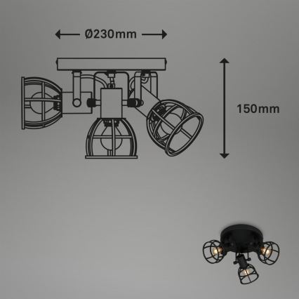 Briloner 2669-035 - Точечный светильник RETRO 3xE14/25W/230V