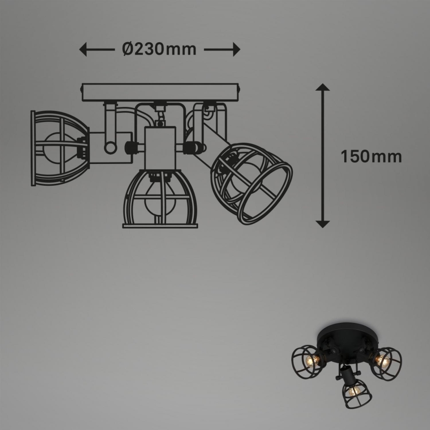 Briloner 2669-035 - Точковий світильник RETRO 3xE14/25W/230V