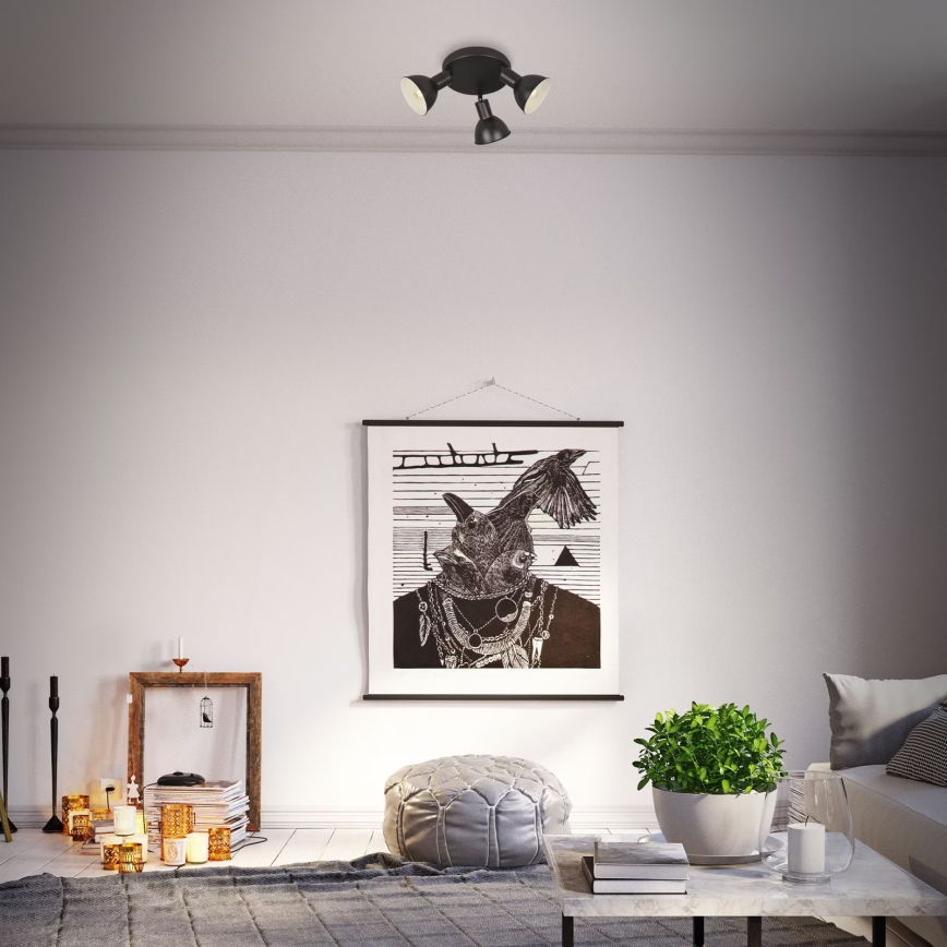 Briloner 2674-035 - Точечный светильник RETRO 3xE14/25W/230V черный