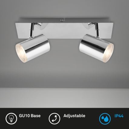 Briloner 2731-028 - Точечный светильник для ванной BANYO, 2×GU10 (по 5 Вт), 230 В, IP44, полированный хром