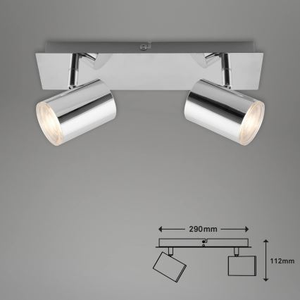 Briloner 2731-028 - Точечный светильник для ванной BANYO, 2×GU10 (по 5 Вт), 230 В, IP44, полированный хром