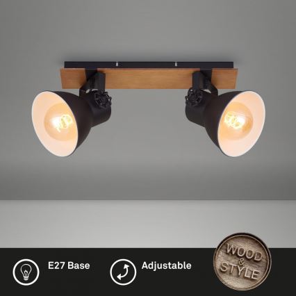 Briloner 2742-025 - Точковий світильник SPOTLIGHT 2xE27/40W/230V чорний/коричневий
