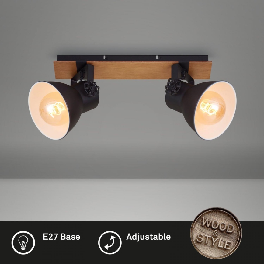 Briloner 2742-025 - Точковий світильник SPOTLIGHT 2xE27/40W/230V чорний/коричневий