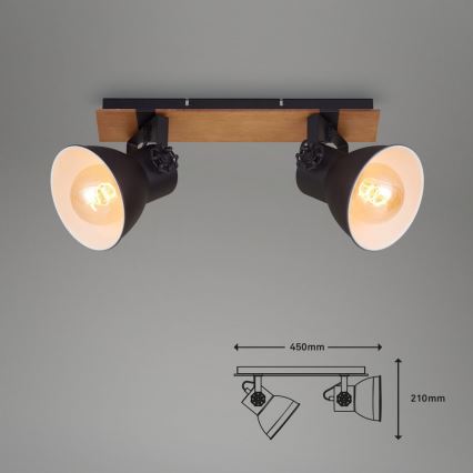 Briloner 2742-025 - Точковий світильник SPOTLIGHT 2xE27/40W/230V чорний/коричневий