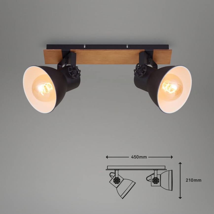 Briloner 2742-025 - Точковий світильник SPOTLIGHT 2xE27/40W/230V чорний/коричневий