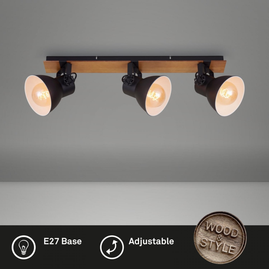 Briloner 2742-035 - Точковий світильник SPOTLIGHT 3xE27/40W/230V чорний/коричневий