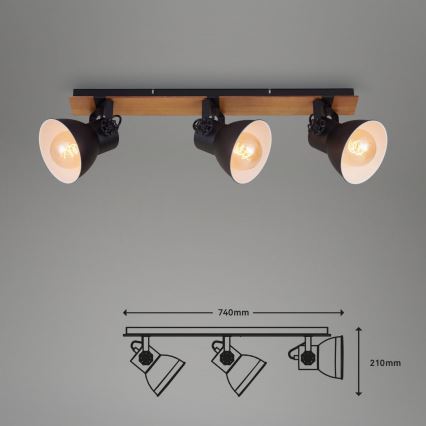 Briloner 2742-035 - Точковий світильник SPOTLIGHT 3xE27/40W/230V чорний/коричневий