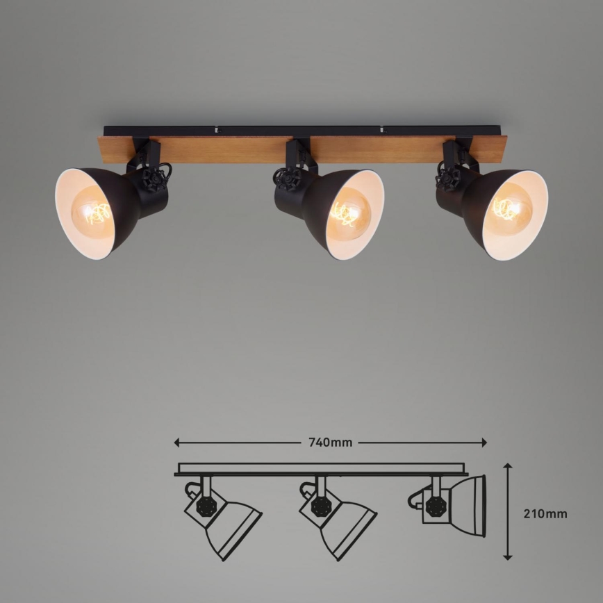 Briloner 2742-035 - Точковий світильник SPOTLIGHT 3xE27/40W/230V чорний/коричневий