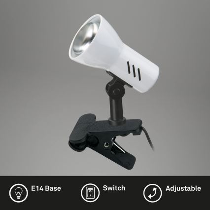 Briloner 2794/016P - Лампа на затискачі 1xE14/40W/230V чорна/біла