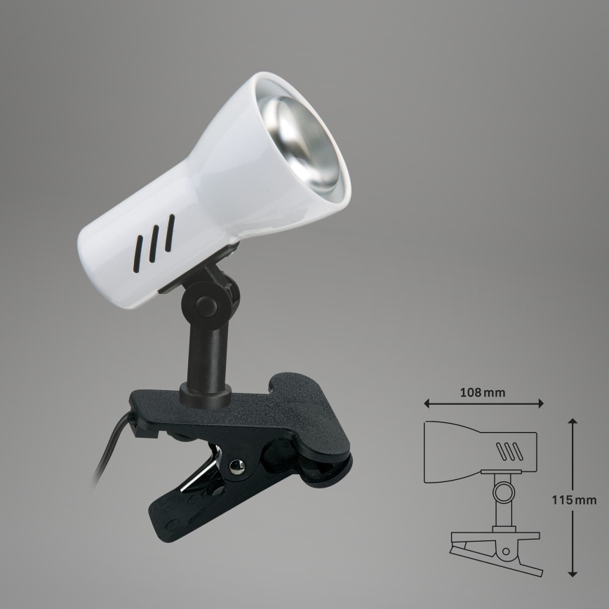 Briloner 2794/016P - Лампа на затискачі 1xE14/40W/230V чорна/біла