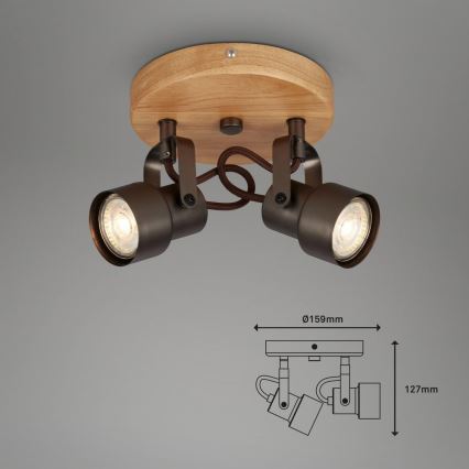 Briloner 2872-025R - Світлодіодний точковий світильник SPOTLIGHT 2xGU10/5W/230V коричневий