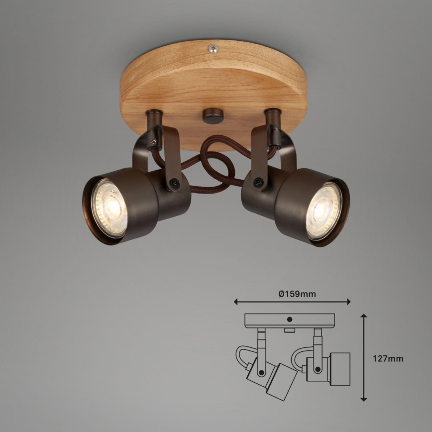 Briloner 2872-025R - Світлодіодний точковий світильник SPOTLIGHT 2xGU10/5W/230V коричневий