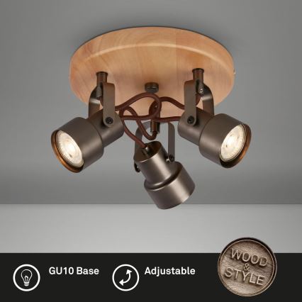 Briloner 2872-035 - Світлодіодний точковий світильник SPOTLIGHT 3xGU10/5W/230V коричневий