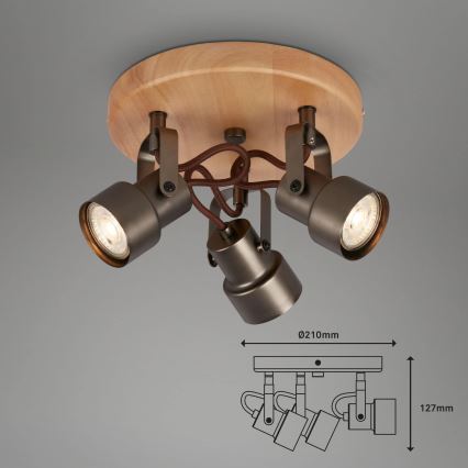 Briloner 2872-035 - Світлодіодний точковий світильник SPOTLIGHT 3xGU10/5W/230V коричневий