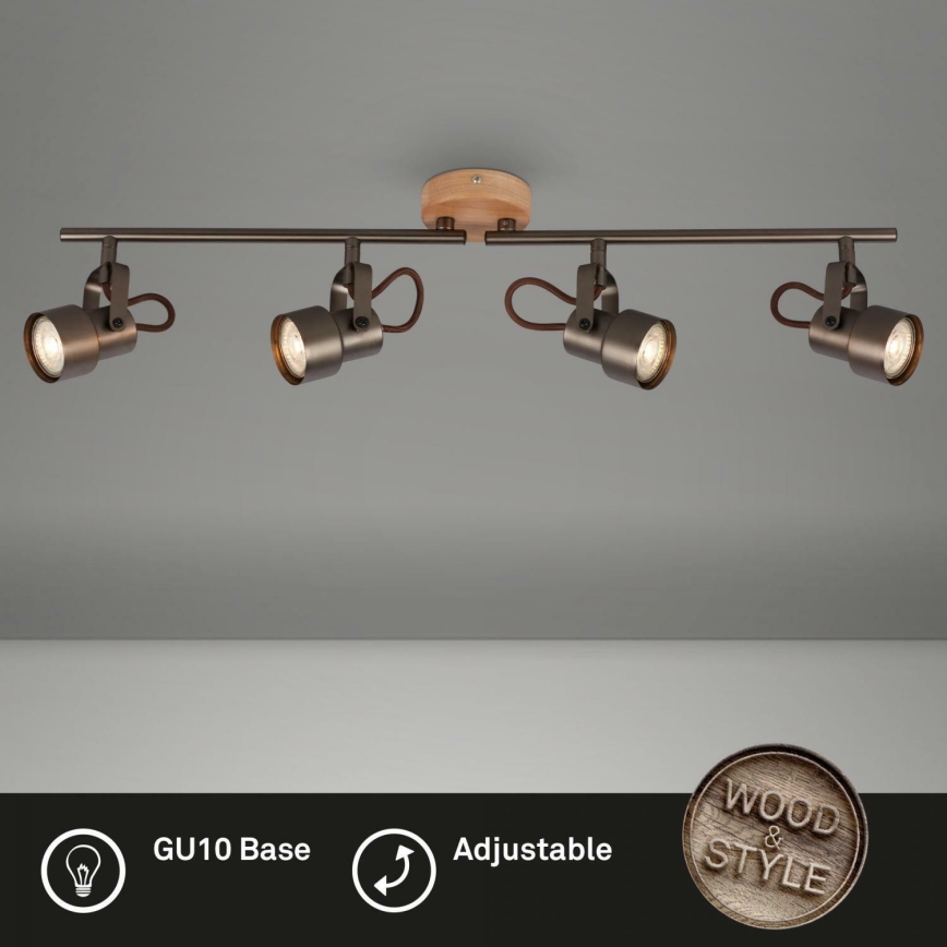 Briloner 2872-045 - Світлодіодний точковий світильник TAHUN 4xGU10/5W/230V 3000K коричневий