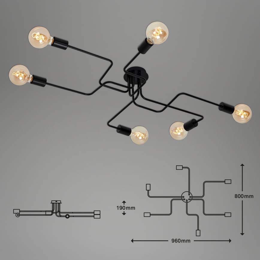 Briloner 2887-065 - Пристельова люстра FARETTO 6xE27/60W/230V