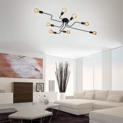 Briloner 2888-085 - Припотолочная люстра FARETTO 8xE27/60W/230V черная
