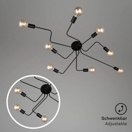 Briloner 2888-085 - Пристельова люстра FARETTO 8xE27/60W/230V чорний