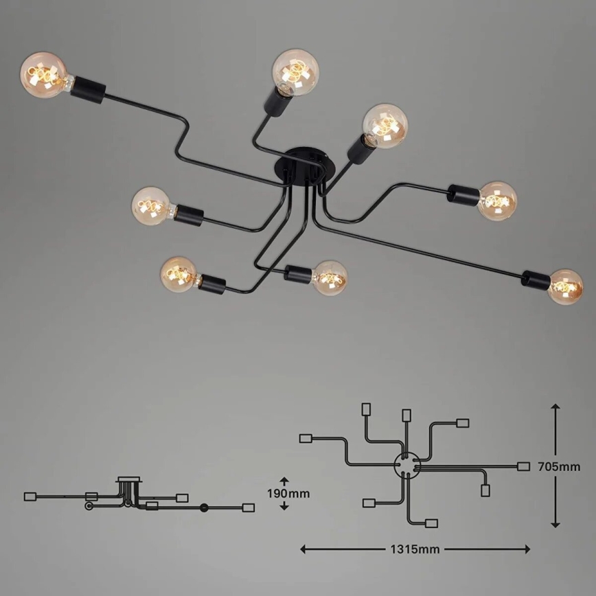 Briloner 2888-085 - Пристельова люстра FARETTO 8xE27/60W/230V чорний