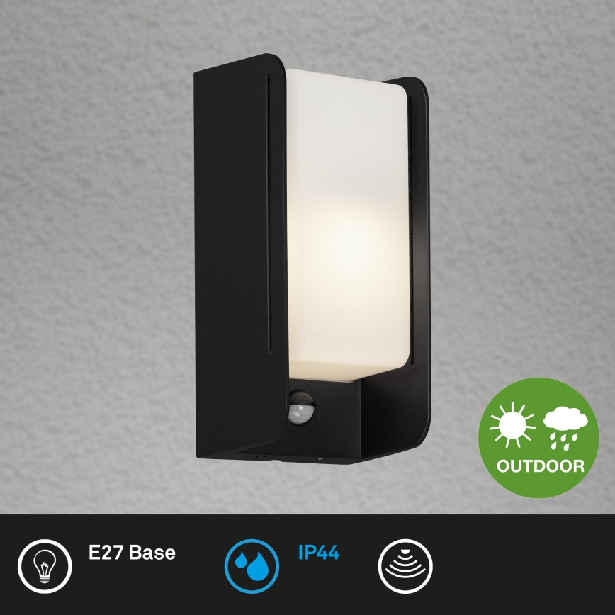 Briloner 3017-015 - Вуличний настінний світильник з датчиком 1xE27/12W/230V IP44