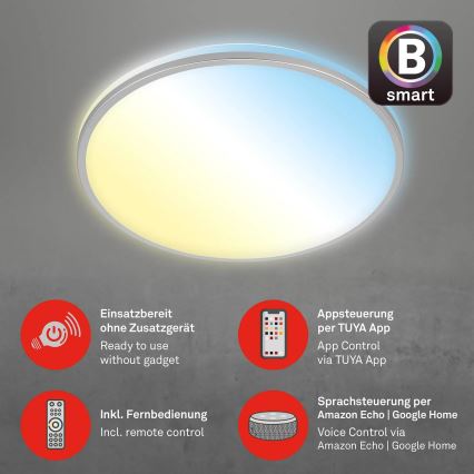 Briloner 3065-014 - Димований LED стельовий світильник IVY LED/42 Вт/230 В Wi‑Fi Tuya, діаметр 49 см + пульт дистанційного керування