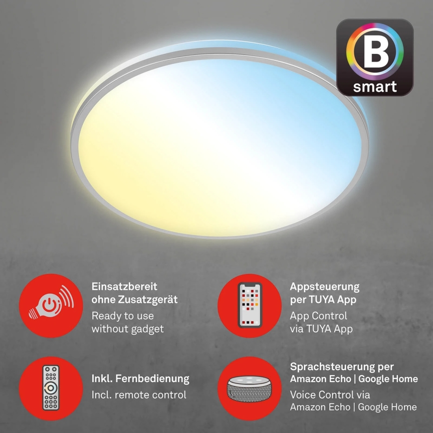 Briloner 3065-014 - Димований LED стельовий світильник IVY LED/42 Вт/230 В Wi‑Fi Tuya, діаметр 49 см + пульт дистанційного керування