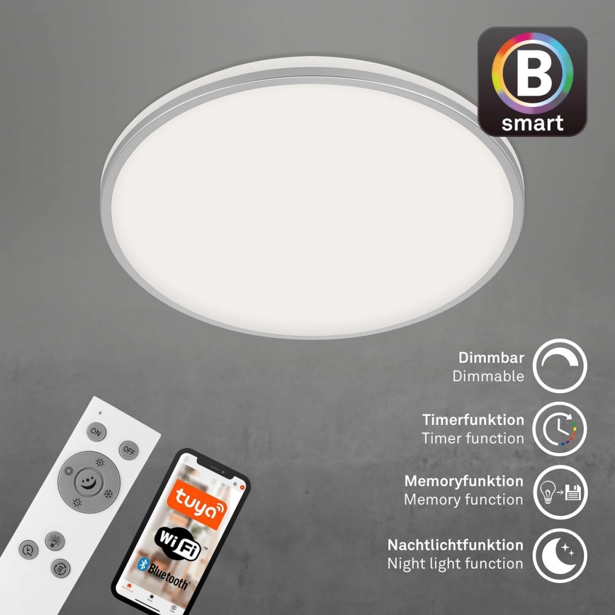 Briloner 3065-014 - Димований LED стельовий світильник IVY LED/42 Вт/230 В Wi‑Fi Tuya, діаметр 49 см + пульт дистанційного керування